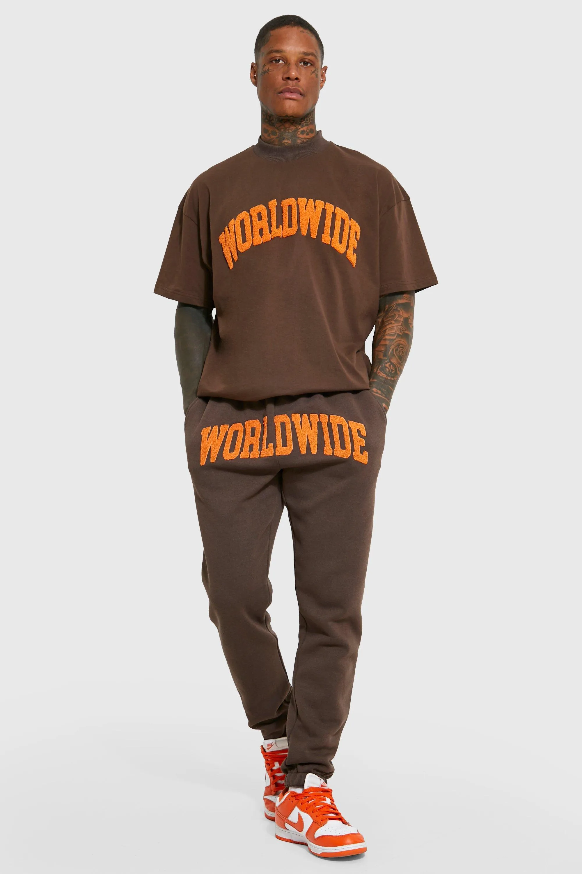 Oversized Worldwide T-shirt Tracksuit | boohooMAN UK