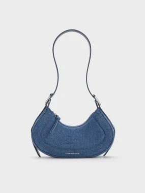 Petra Denim Curved Shoulder Bag - Denim Blue