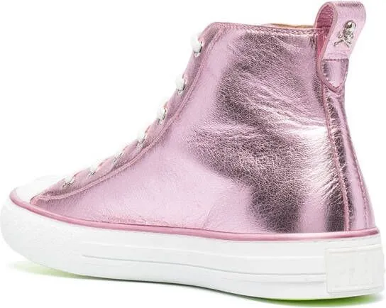 Philipp Plein Megastar laminated high-top sneakers Pink