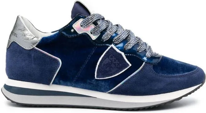 Philippe Model Paris suede-panelled low top sneakers Blue