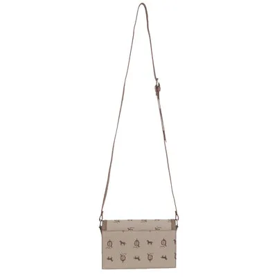 Pierre Cardin Canvas Print / Leather Trim cross Body Bag (Beige)