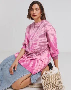 Pink Tie Dye Tunic Sweatshirt | Simply Be