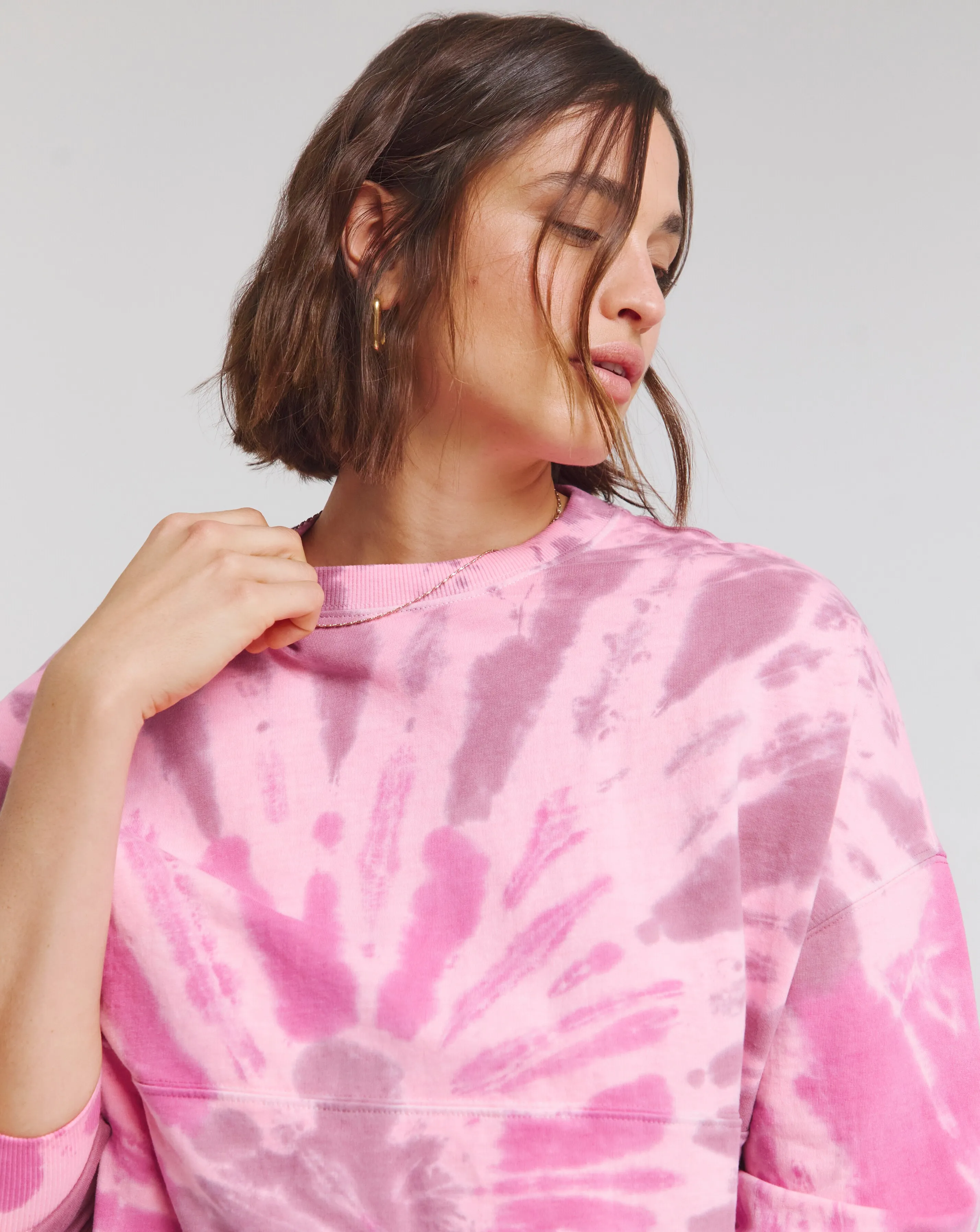 Pink Tie Dye Tunic Sweatshirt | Simply Be