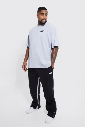 Plus Core Popper Gusset T-shirt Tracksuit | boohooMAN UK