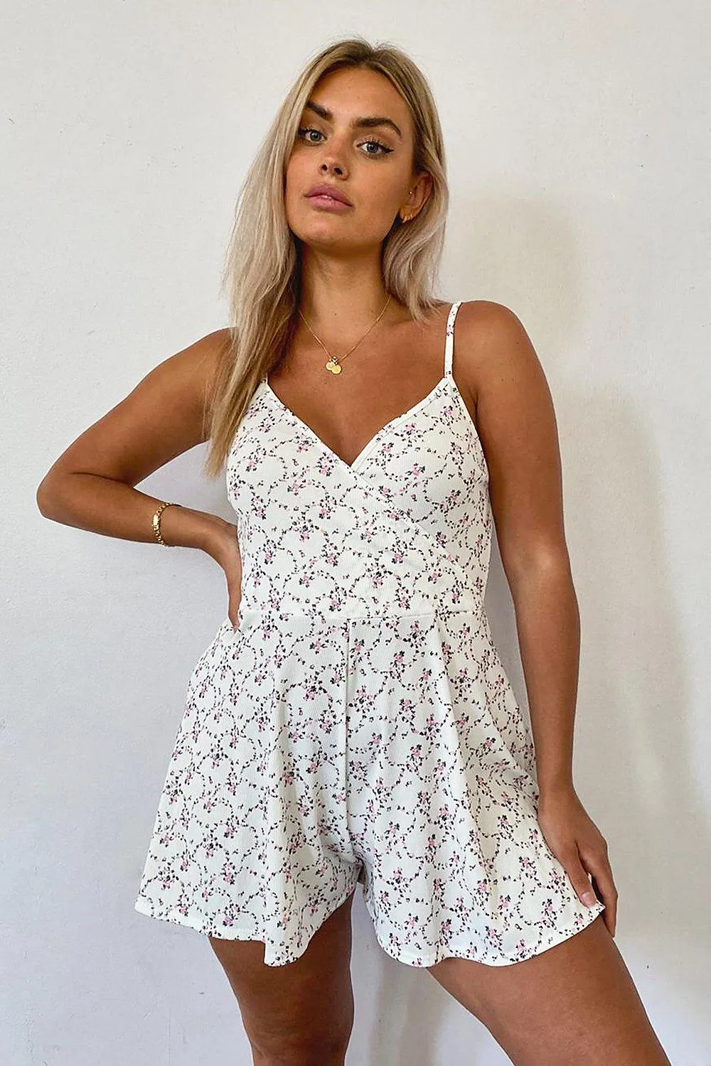 Plus Floral Print Flippy Romper