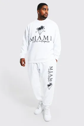 Plus Miami Graphic Sweat Tracksuit | boohooMAN UK