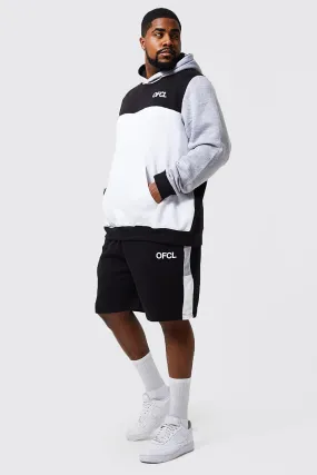 Plus Ofcl Colour Block Short Tracksuit | boohooMAN UK