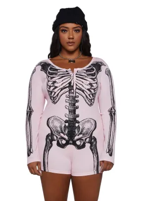 Plus Rib By Rib Long Sleeve Romper - Pink-