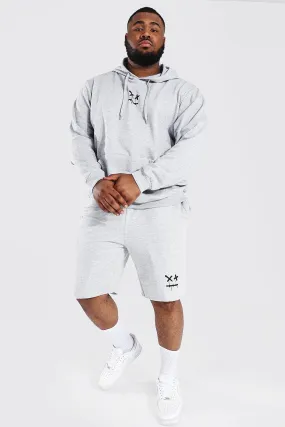 Plus Size Drip Face Short Hooded Tracksuit | boohooMAN UK