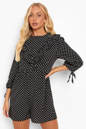 Polka Dot Frill Detail Romper