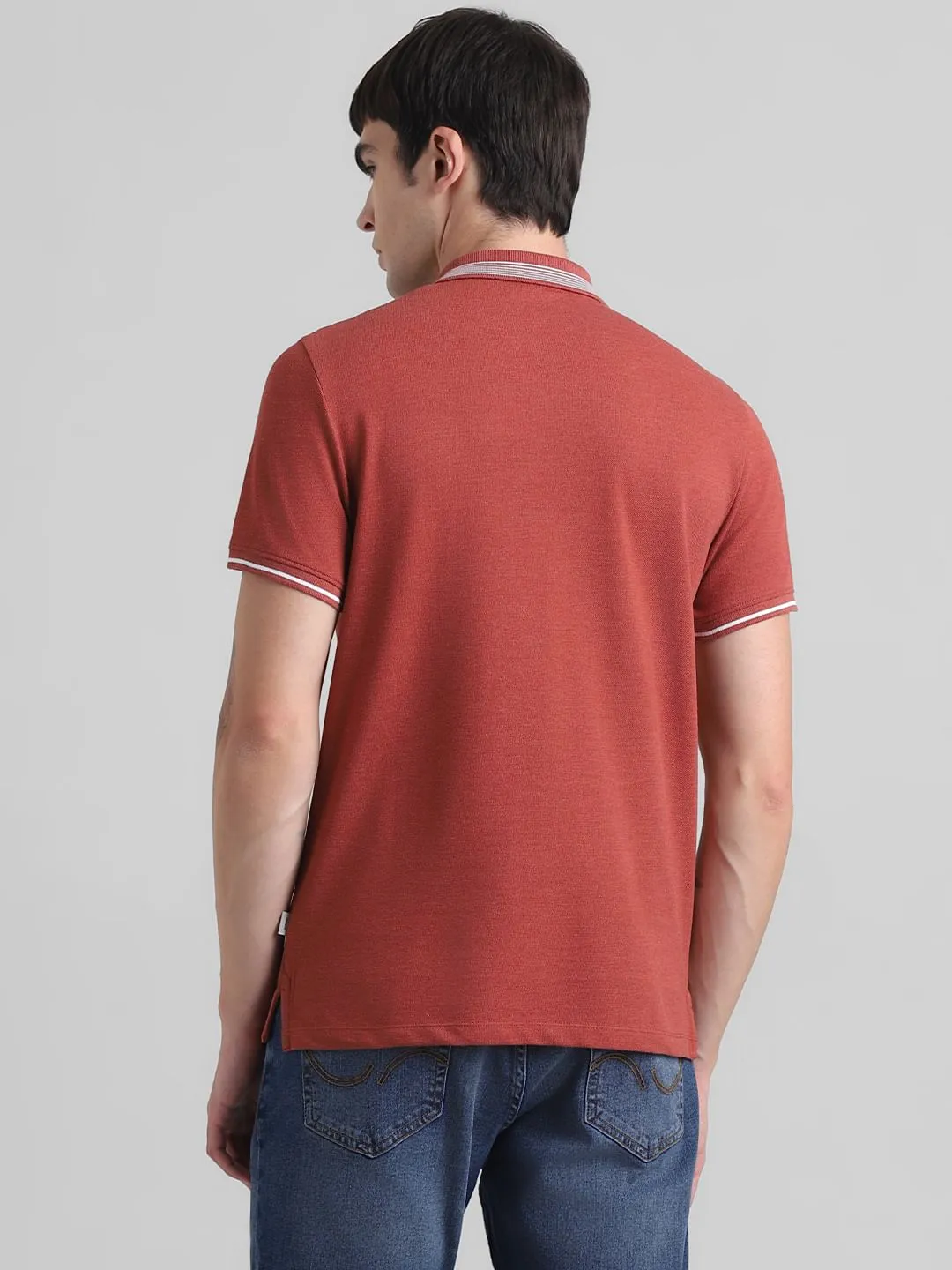 Red Contrast Tipping Polo T-shirt