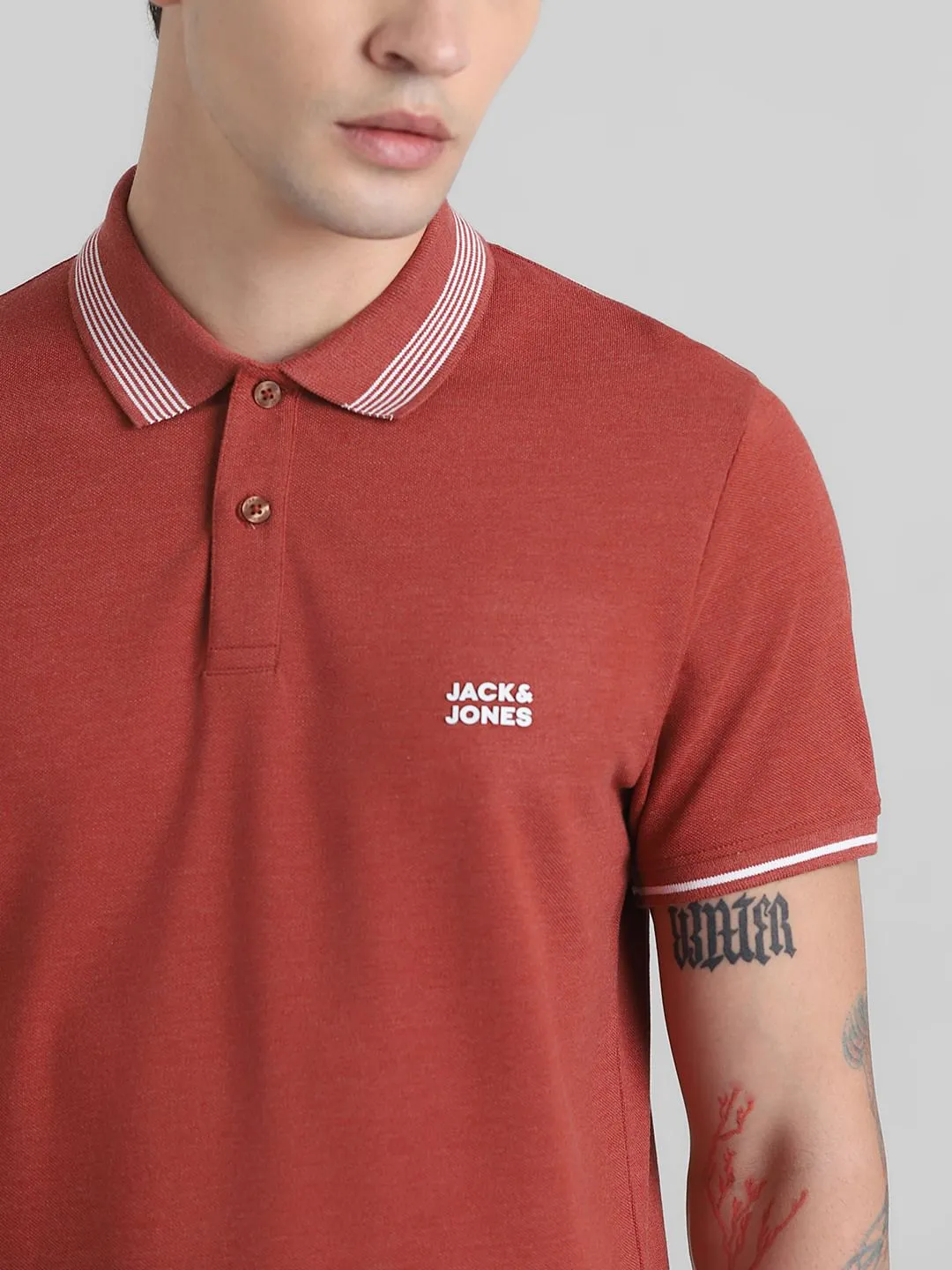 Red Contrast Tipping Polo T-shirt