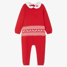 Red Knitted Cotton Romper