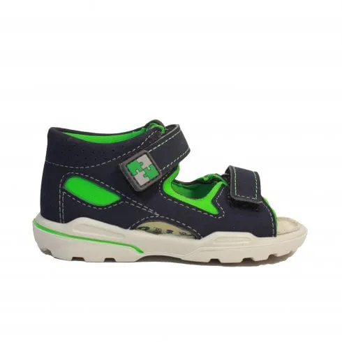 Ricosta Manto | Nautic/Neongreen | Children's Rip Tape Sandals