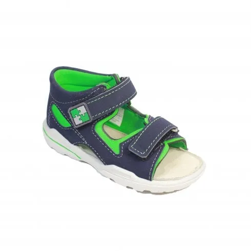 Ricosta Manto | Nautic/Neongreen | Children's Rip Tape Sandals