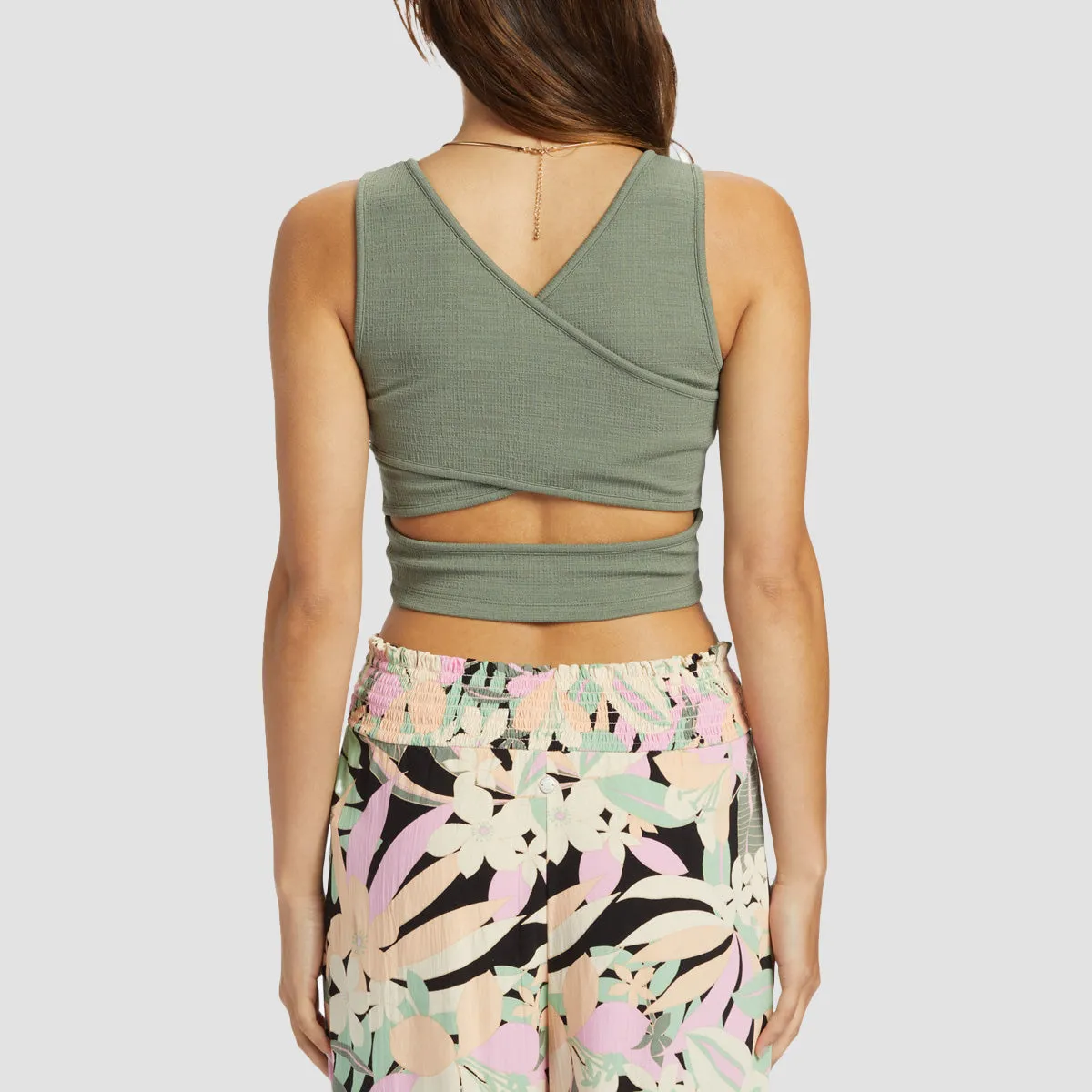 Roxy Good Keepsake Vest Crop Top Agave Green - Womens