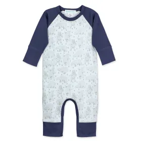 Sailor-Sleeve Long Romper - Dancing Bears on Baby Blue  100% Pima Cotton