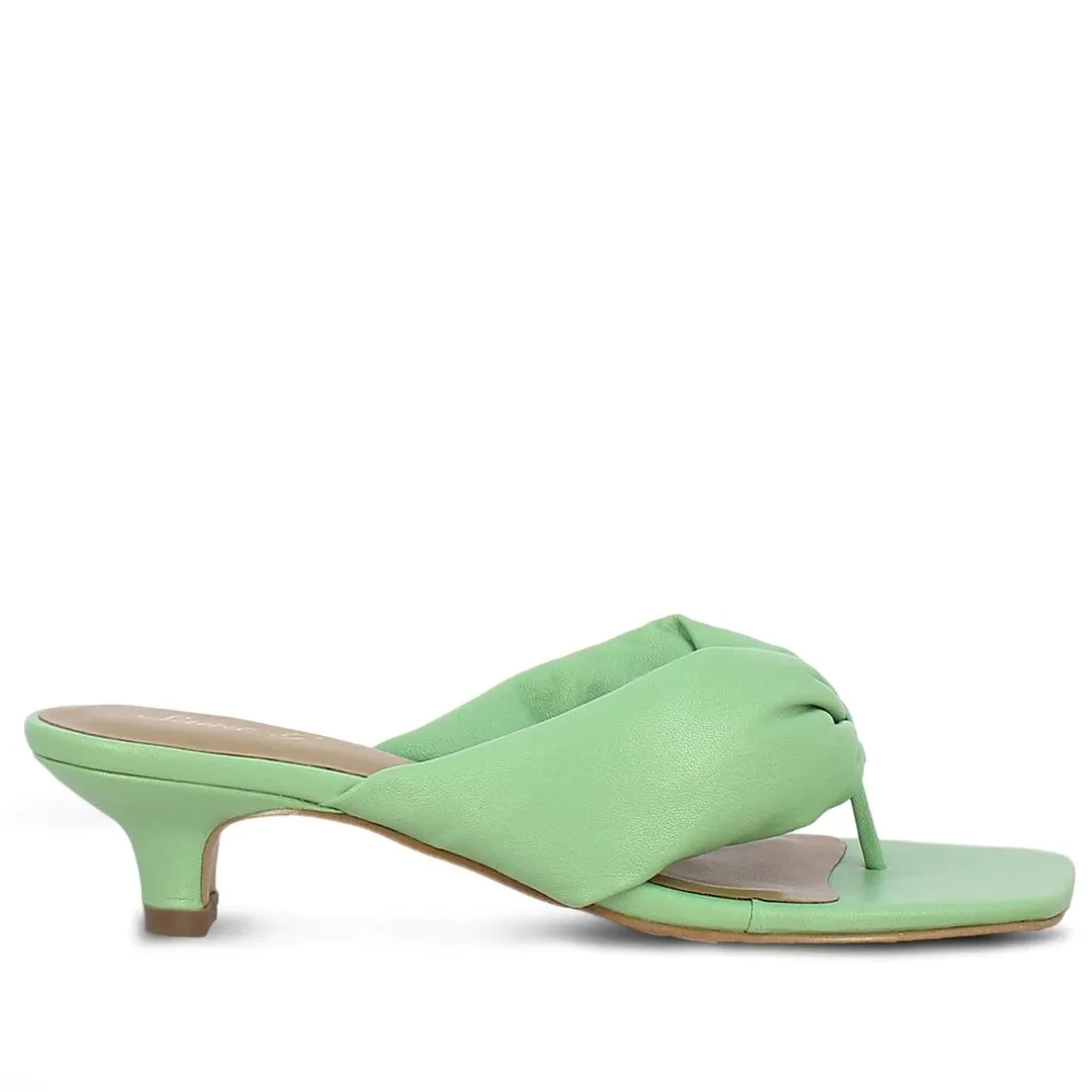 Saint Amorina Mint Leather Puffy Thong Dress Sandals