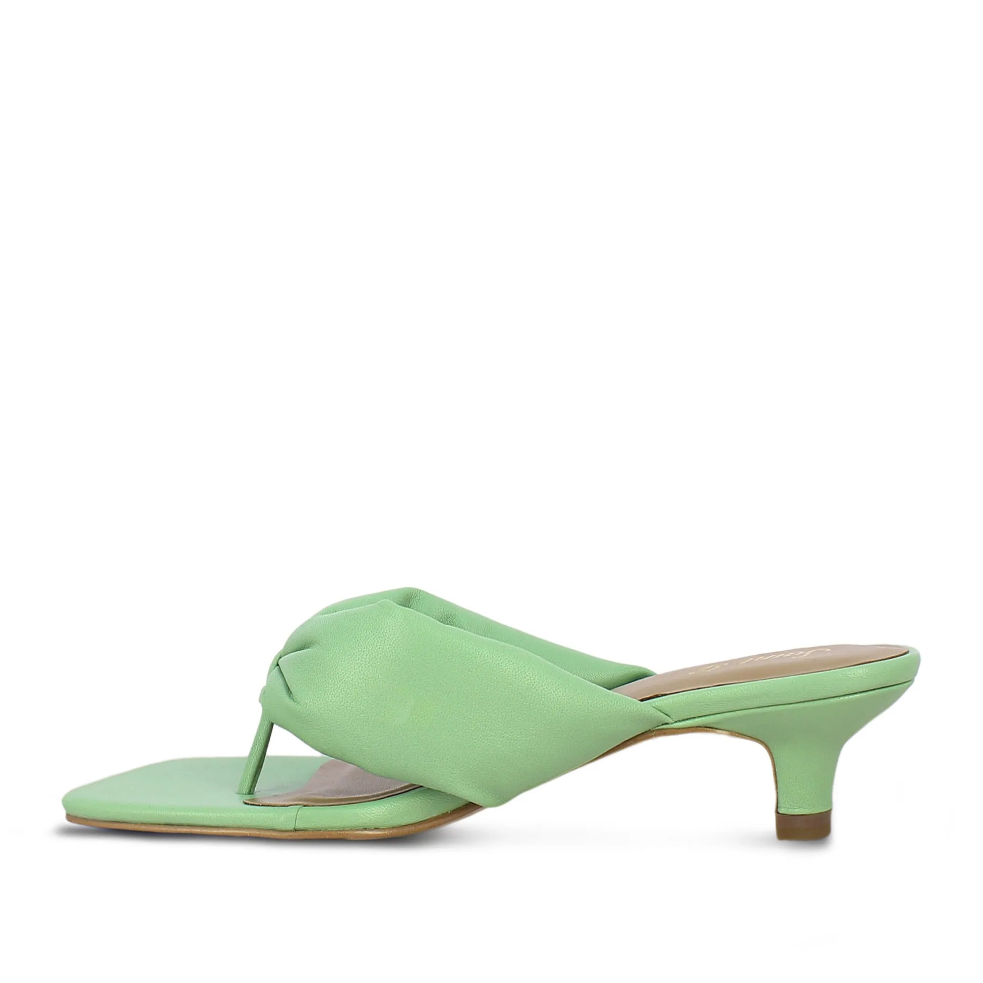 Saint Amorina Mint Leather Puffy Thong Dress Sandals