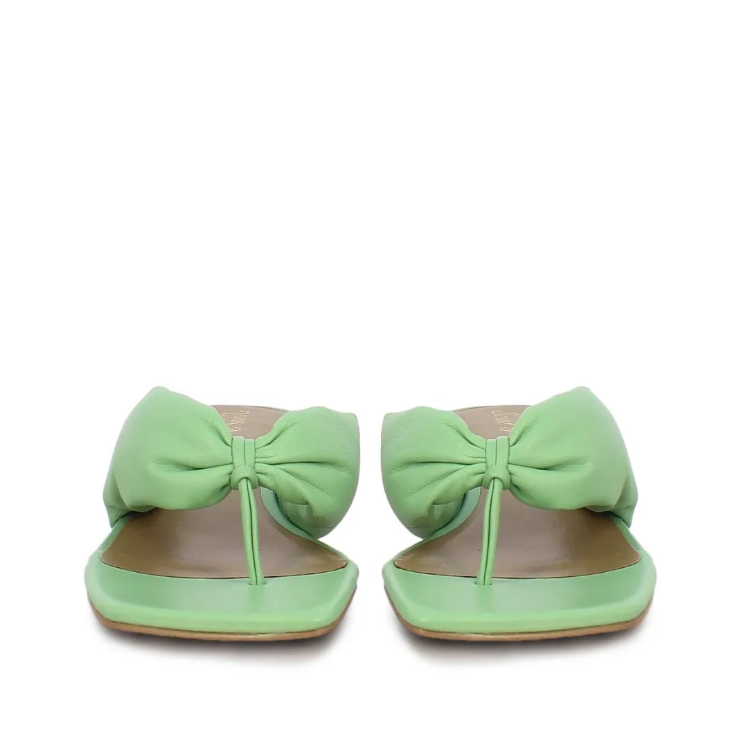 Saint Amorina Mint Leather Puffy Thong Dress Sandals