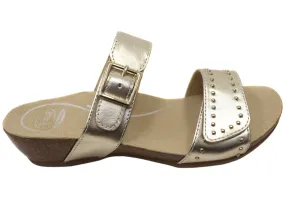 Scholl Orthaheel Jaylah Womens Comfortable Leather Slides Sandals