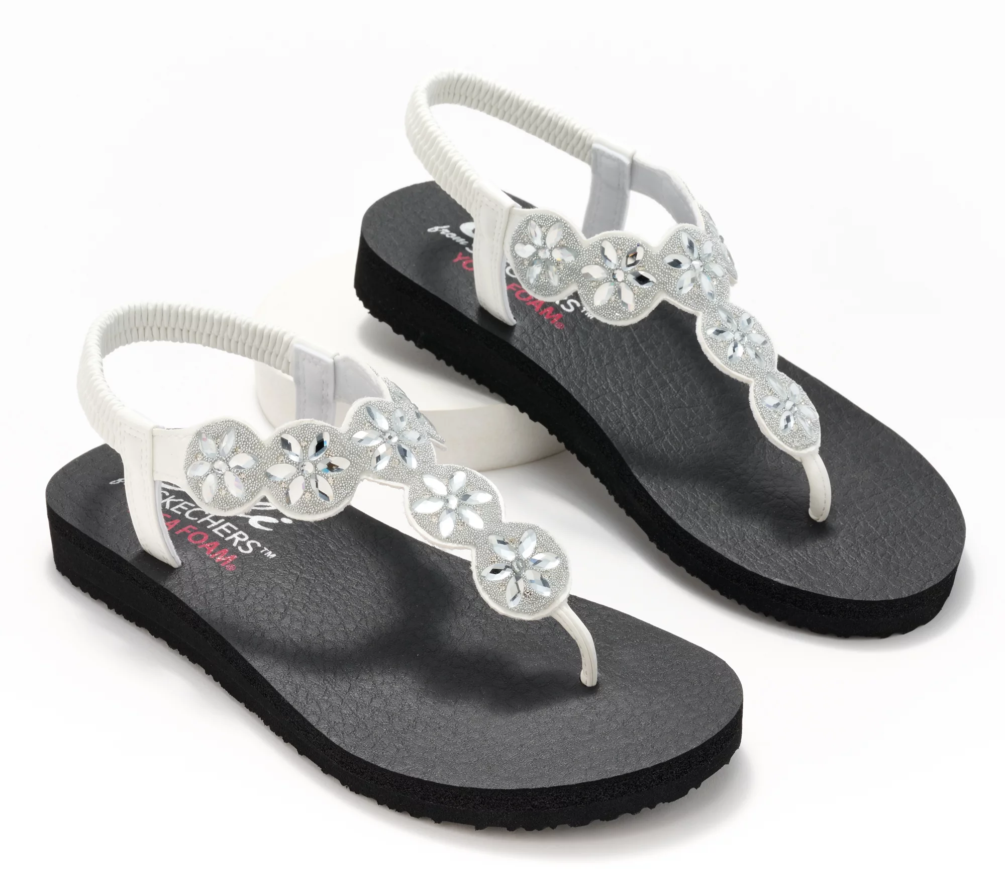 Skechers Meditation Vegan Sling Back Sandals- Sparkly Fleur