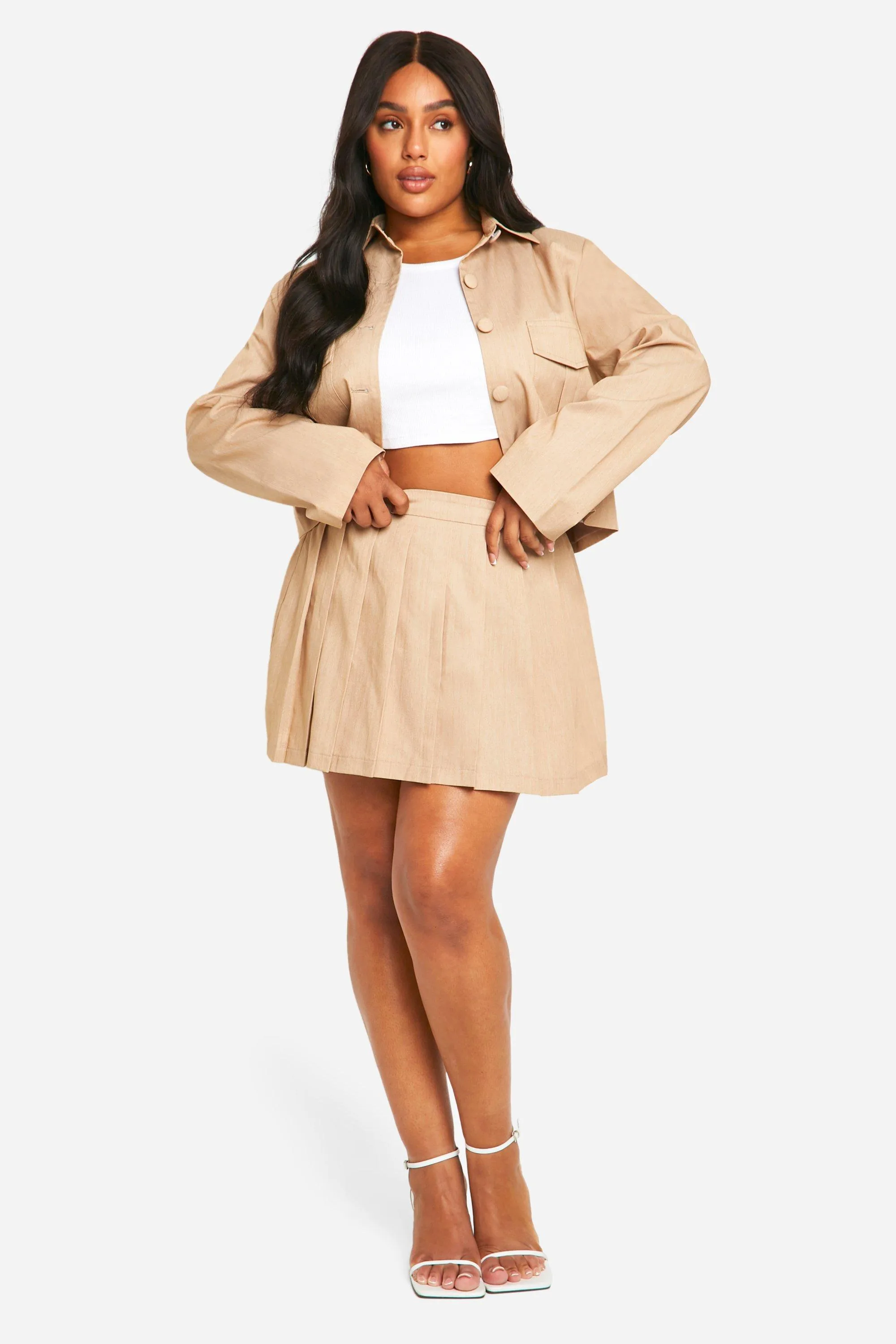 Skirt Co-ords | Plus Tailored Pleated Skirt | boohoo