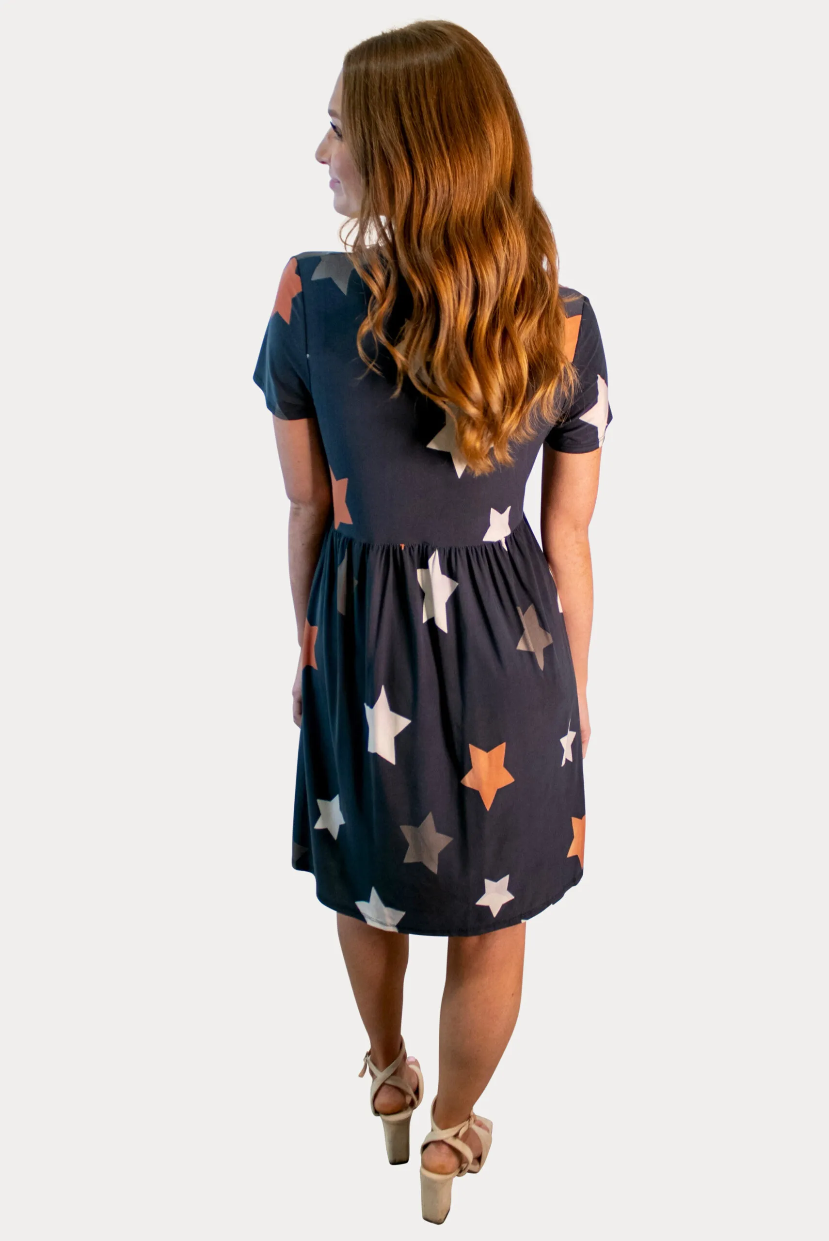 Star Print Maternity Dress in Navy