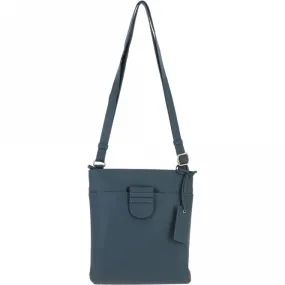 Tab Small Zip Top Leather Cross Body Bag Slate Blue