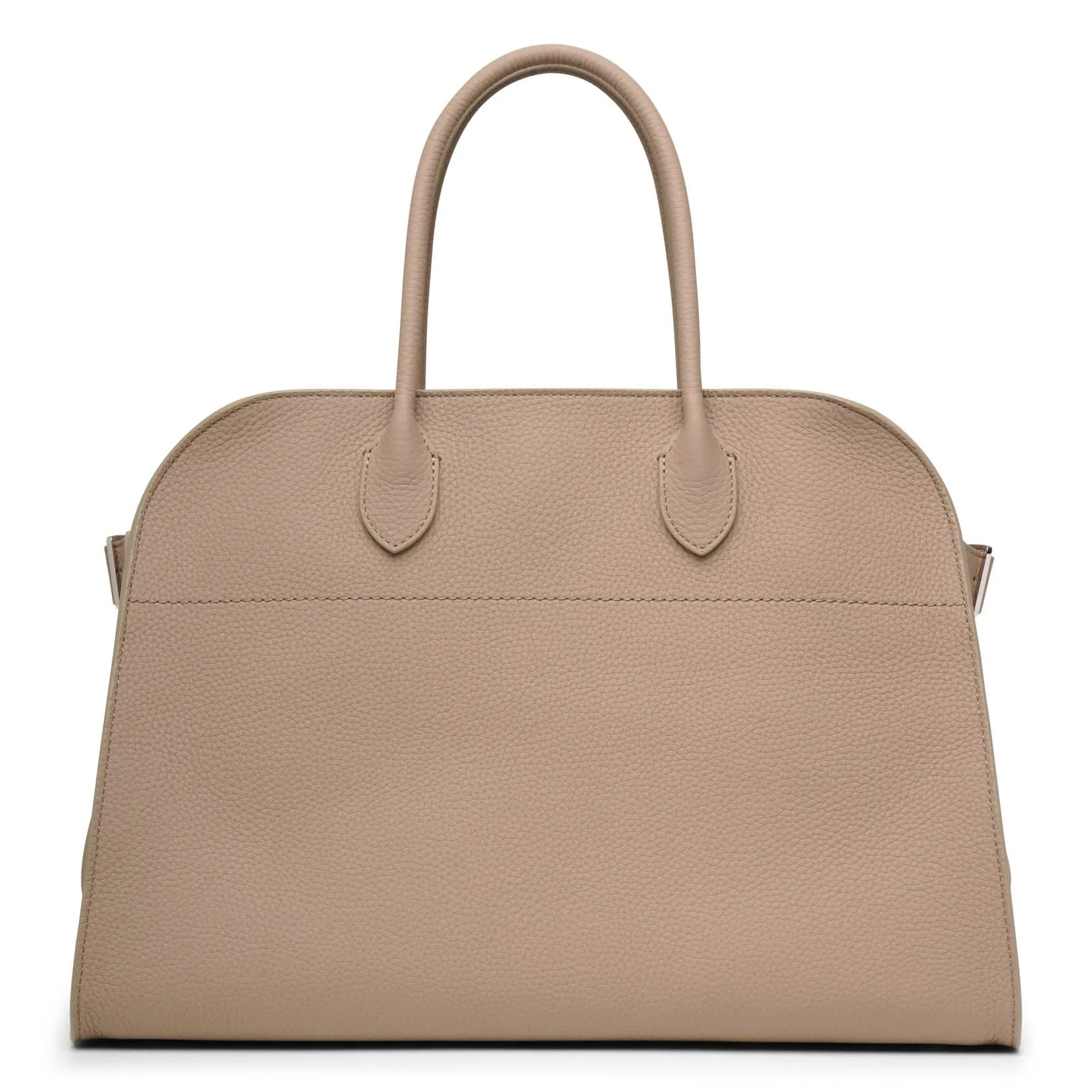 The Row Soft Margaux 15 dark taupe grain leather bag