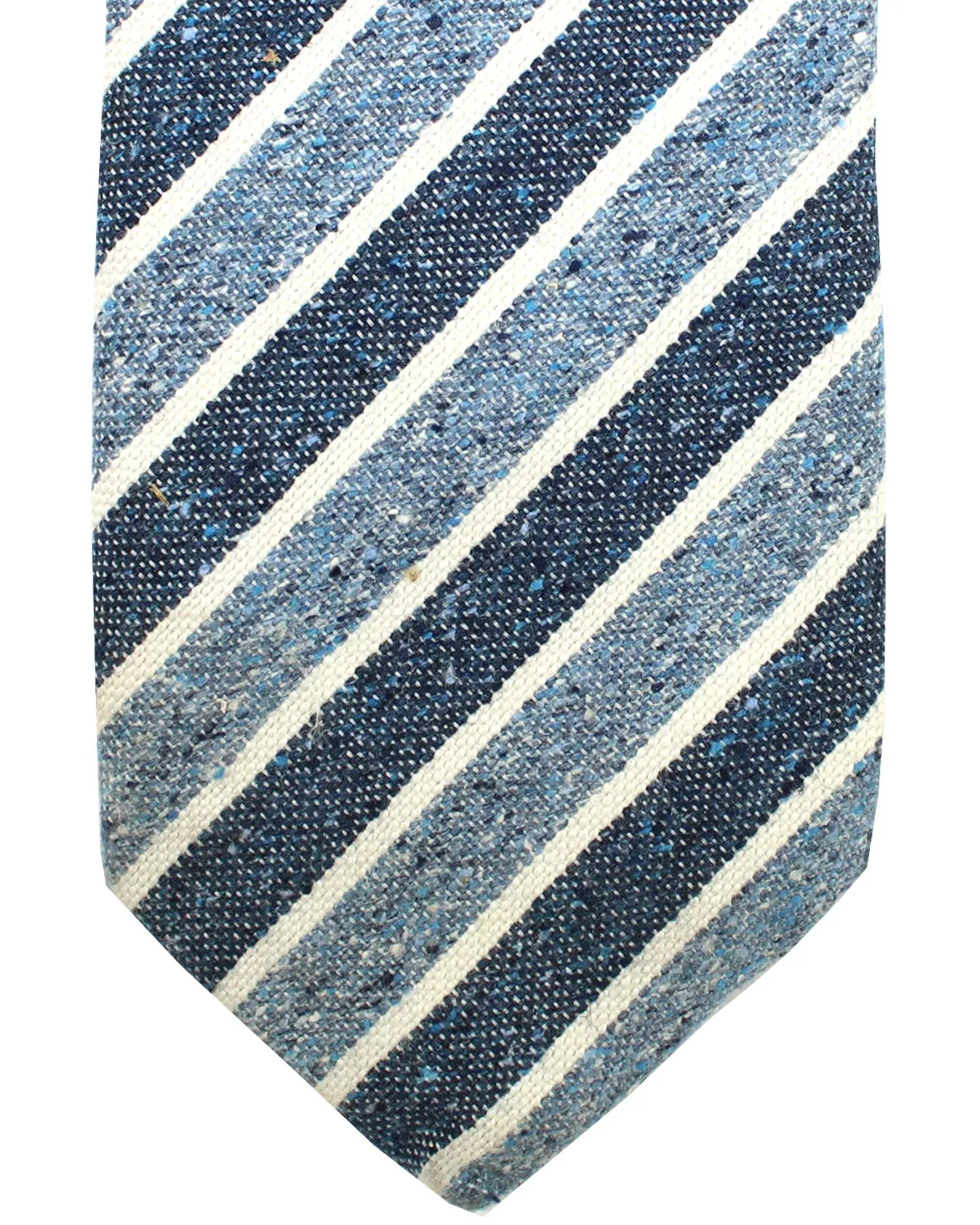 Ungaro Silk Tie Dark Blue Metal Blue Stripes - Skinny Designer Necktie SALE