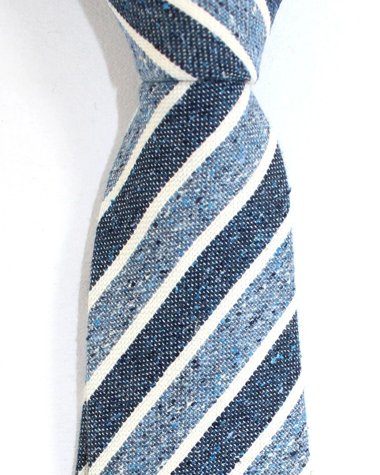 Ungaro Silk Tie Dark Blue Metal Blue Stripes - Skinny Designer Necktie SALE