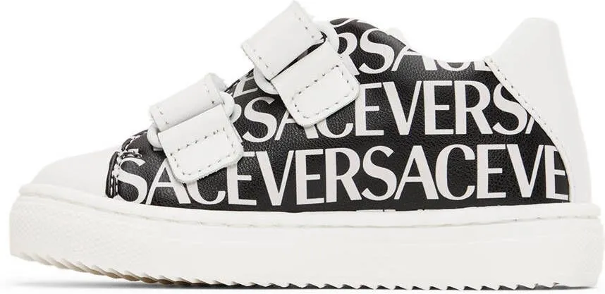 Versace Baby Black & White Allover Sneakers