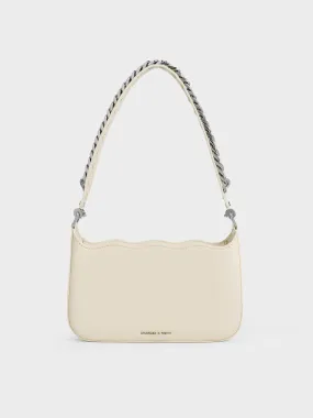 Wavy Braided Chain-Link Shoulder Bag - Chalk