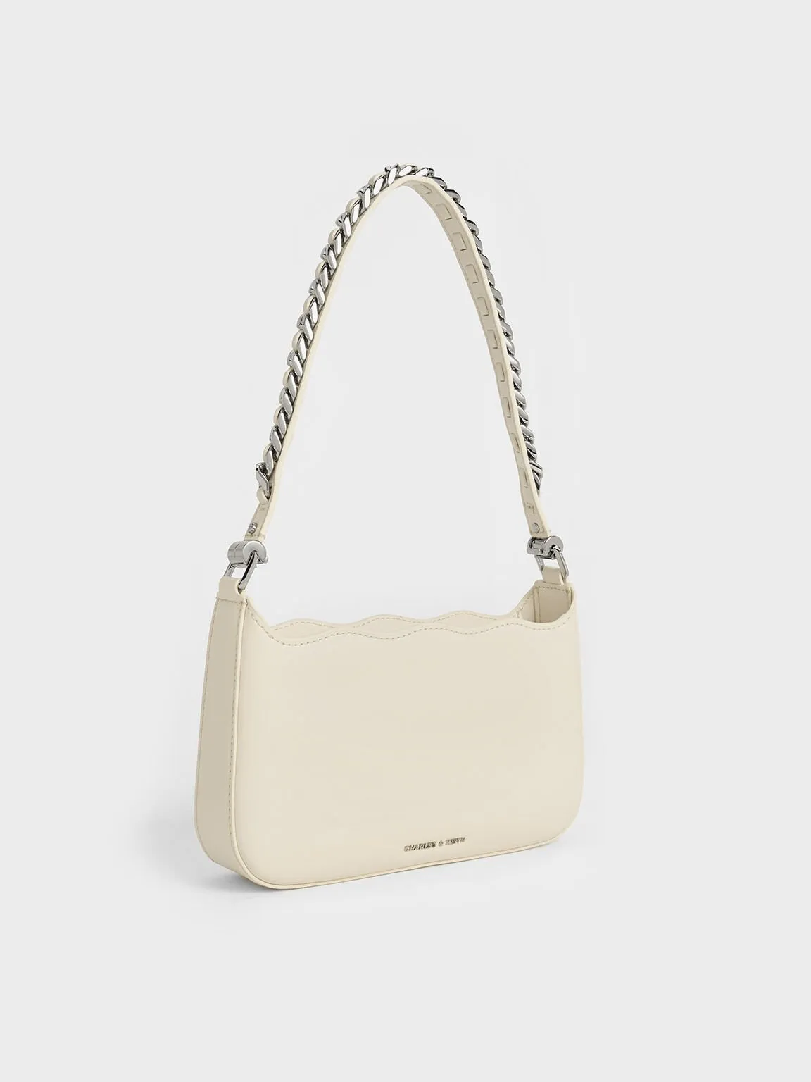 Wavy Braided Chain-Link Shoulder Bag - Chalk