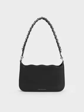 Wavy Braided Chain-Link Shoulder Bag - Noir