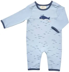 whale romper - blue