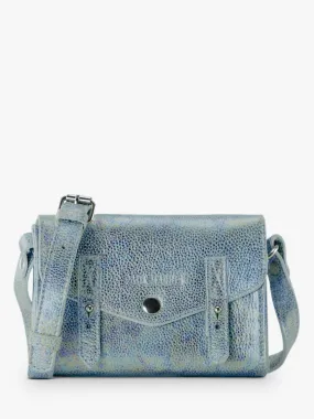 White and Holographic Leather Shoulder Bag for Women - LeMini Indispensable Granite | PAUL MARIUS