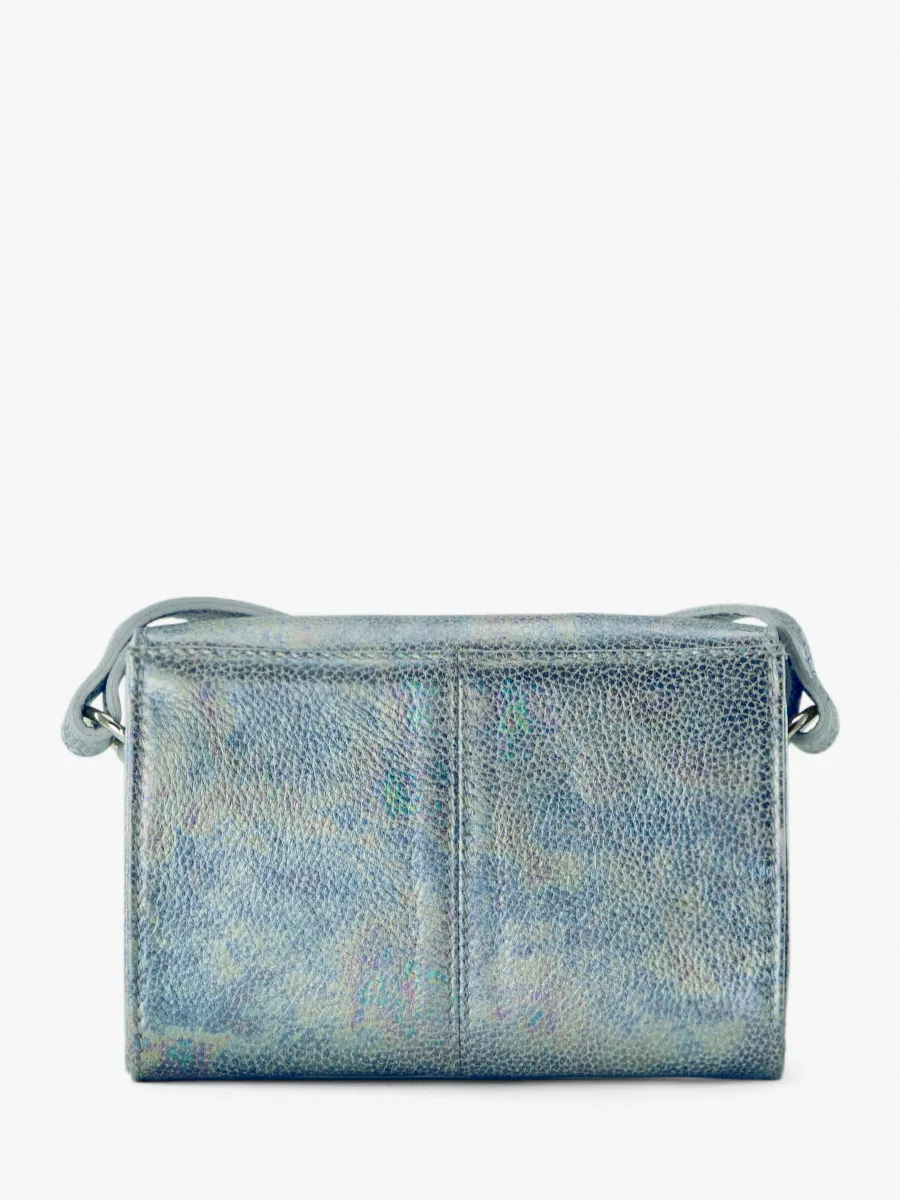 White and Holographic Leather Shoulder Bag for Women - LeMini Indispensable Granite | PAUL MARIUS