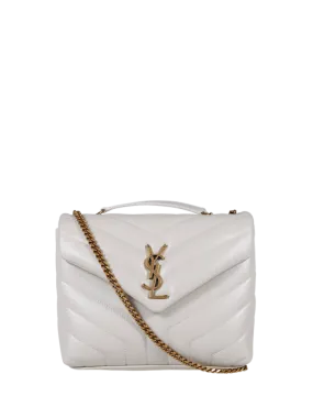 WOMAN SAINT LAURENT WHITE LEATHER LOULOU SMALL BAG