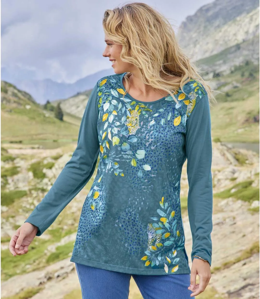 Women's Blue Printed Tunic 