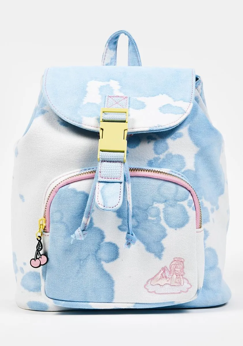 X Loungefly Blue Acid Wash Denim Backpack-