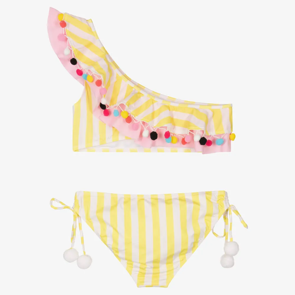 Yellow Stripe Ruffle Bikini (UV50)