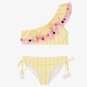 Yellow Stripe Ruffle Bikini (UV50)