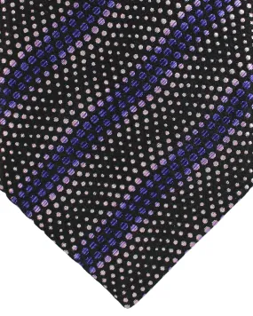 Zilli Silk Tie Black Purple Pink Swirl - Wide Necktie